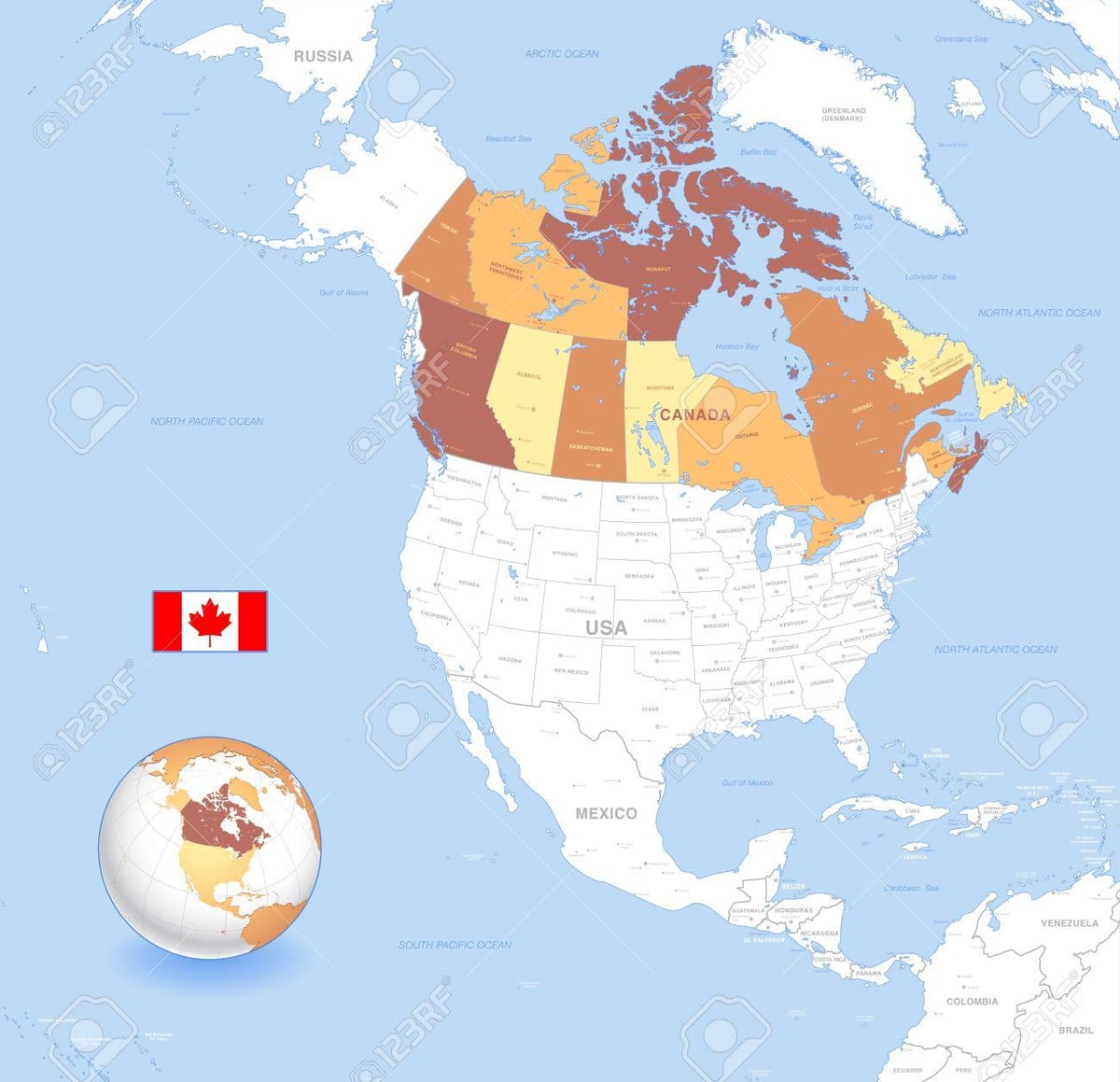 Canadá globo terráqueo