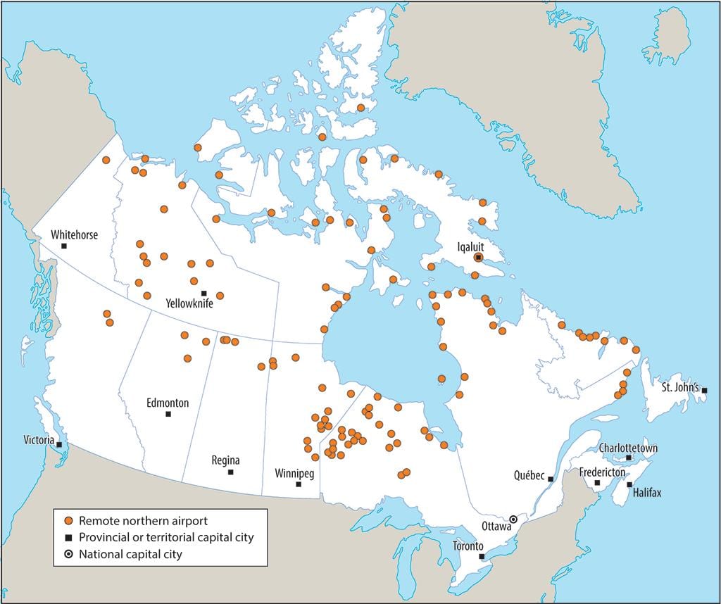 Canadá internacional de aeropuertos mapa