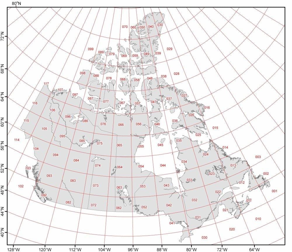 mapa de Canadá latitud