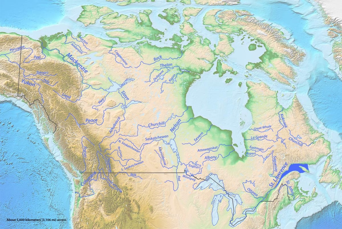 Canadá ríos mapa