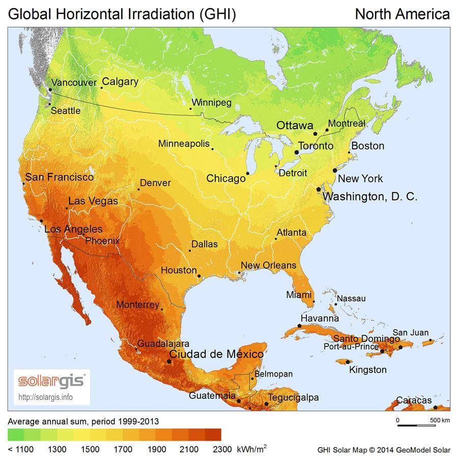 mapa de Canadá sol