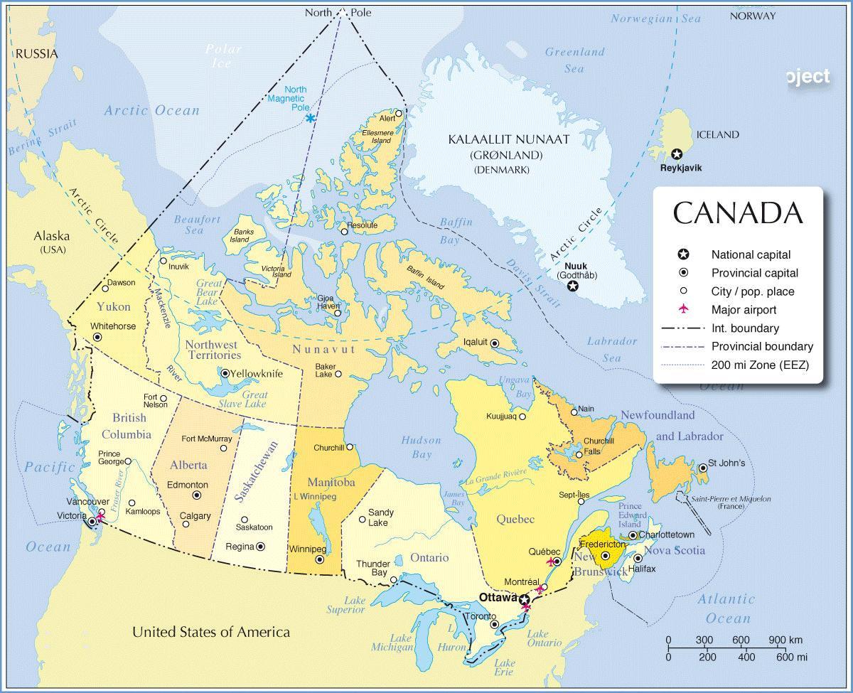mapa de Canadá de viaje