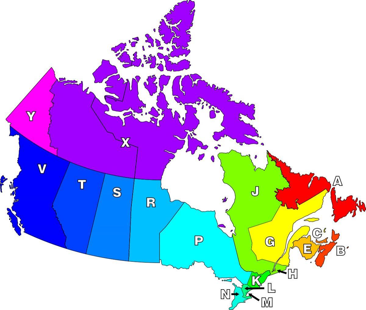 Canadá código postal mapa