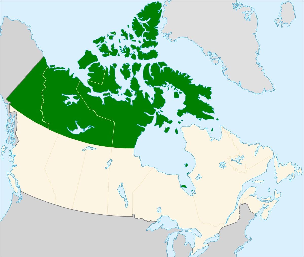 el norte de Canadá mapa