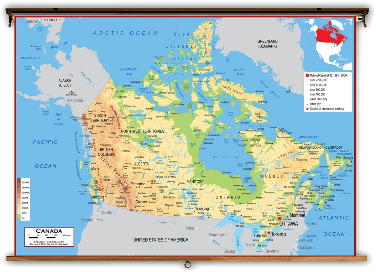el sur de Canadá mapa