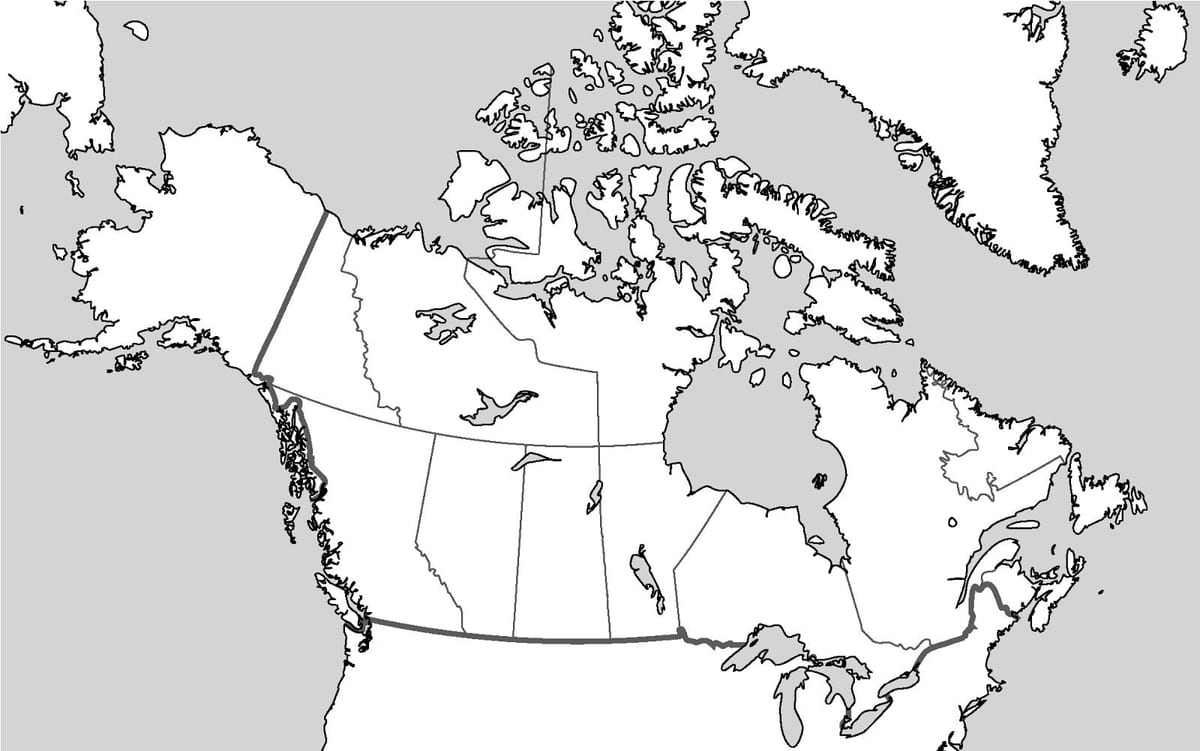mapa en blanco de Canadá de la etiqueta