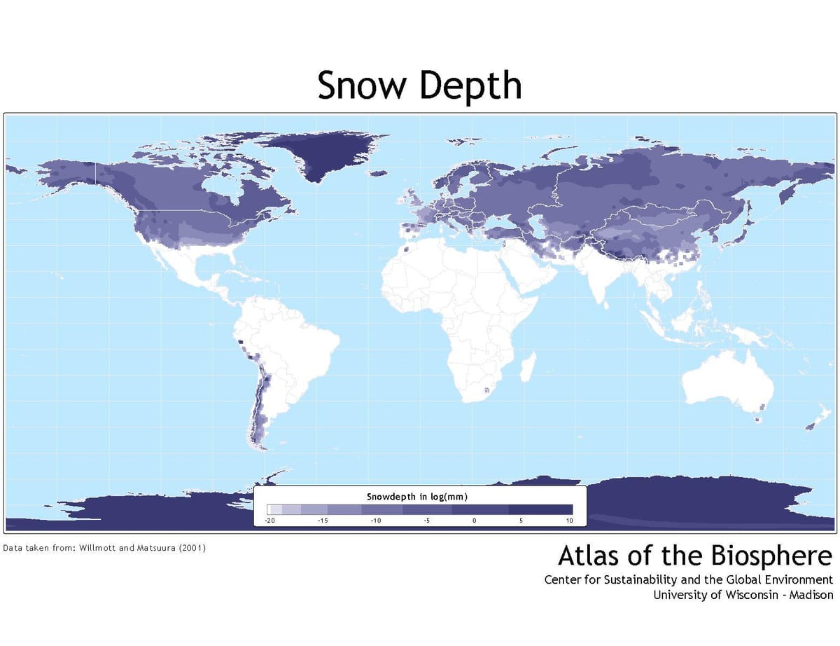mapa de Canadá cubierta de nieve
