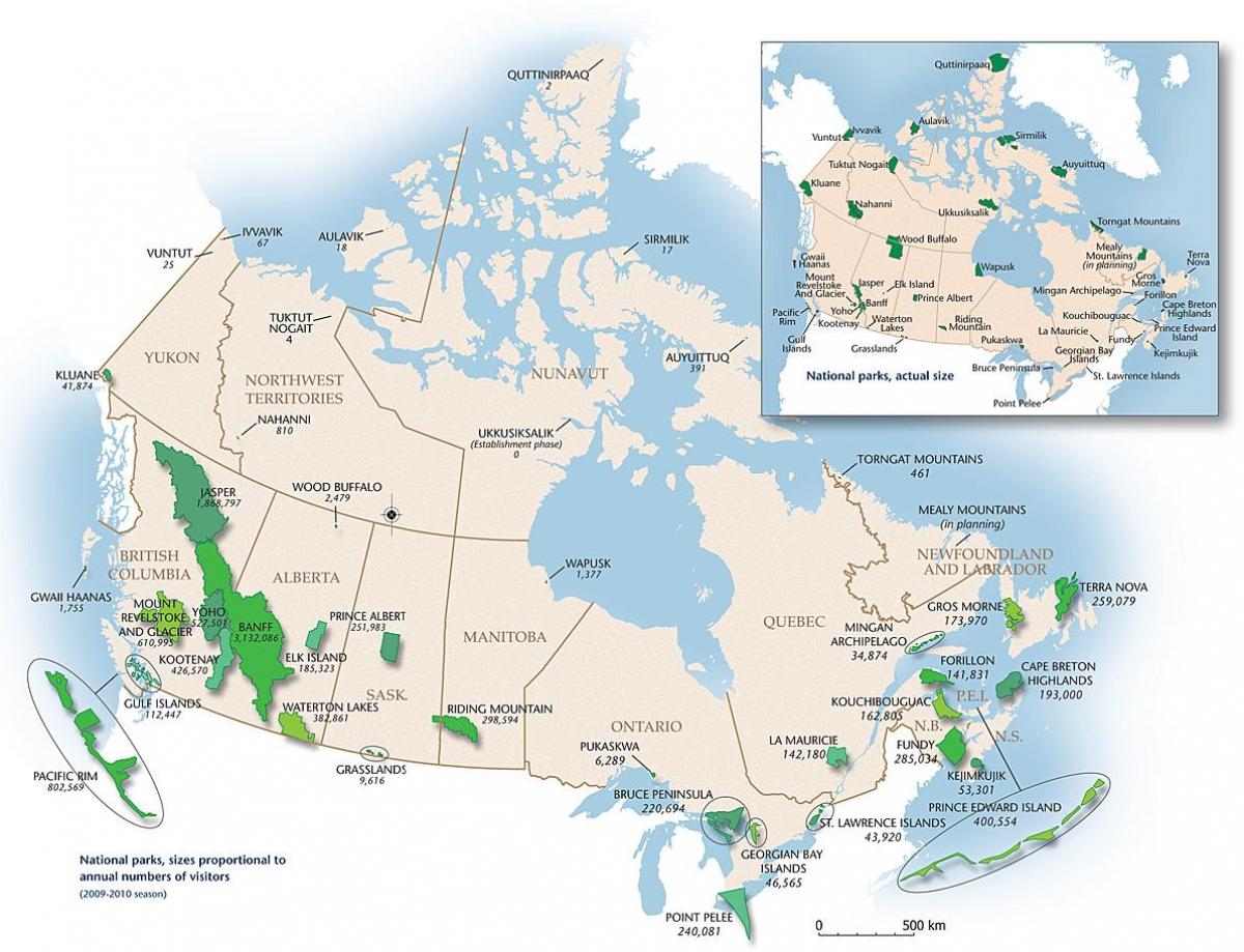 parques de Canadá mapa