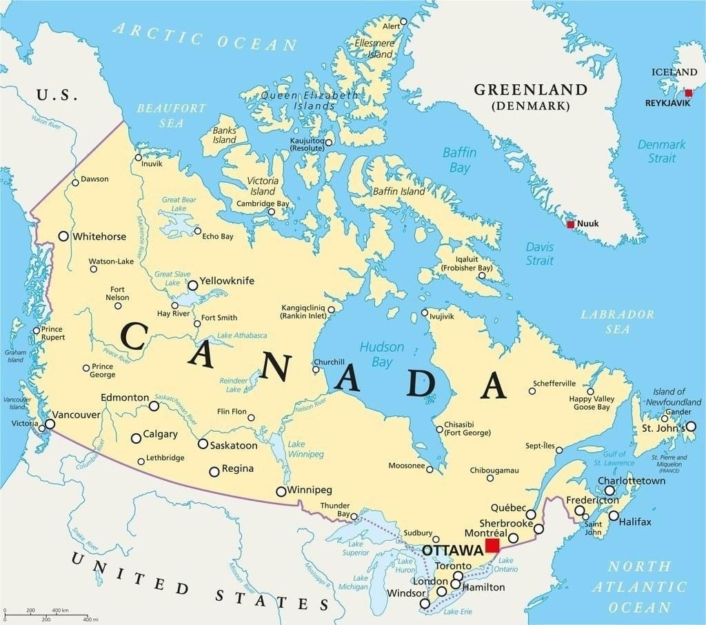 mapa de Canadá 1700