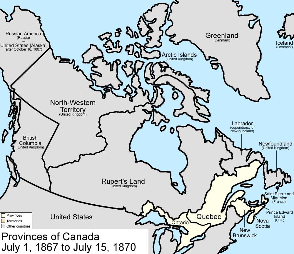 mapa de Canadá 1867