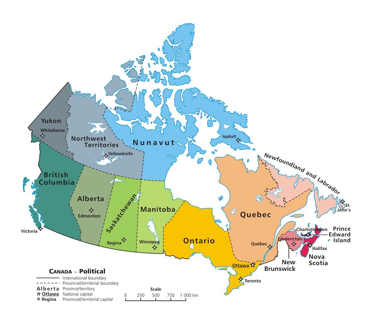 mapa de Canadá con escala