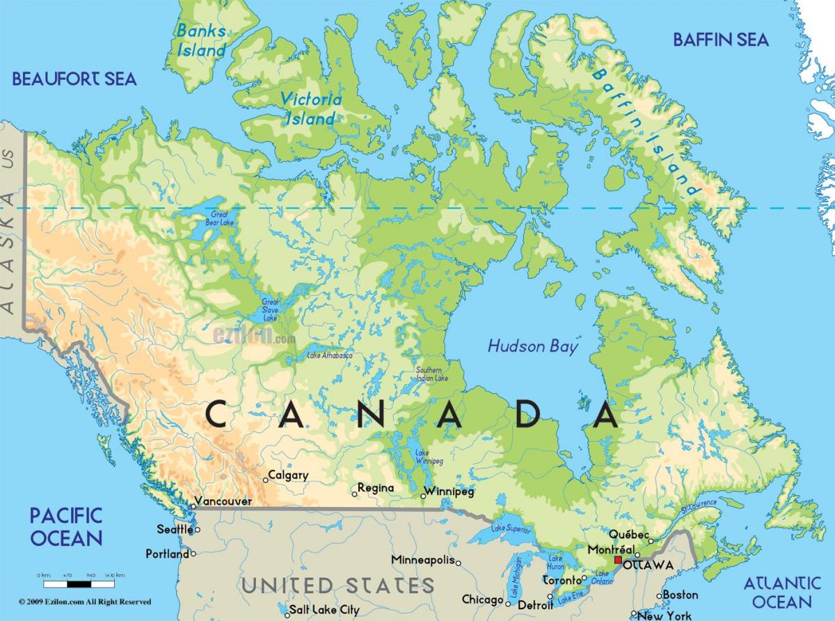 Canadá en un mapa
