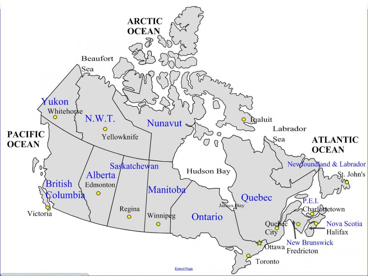 mapa de carreteras de Canadá y las provincias