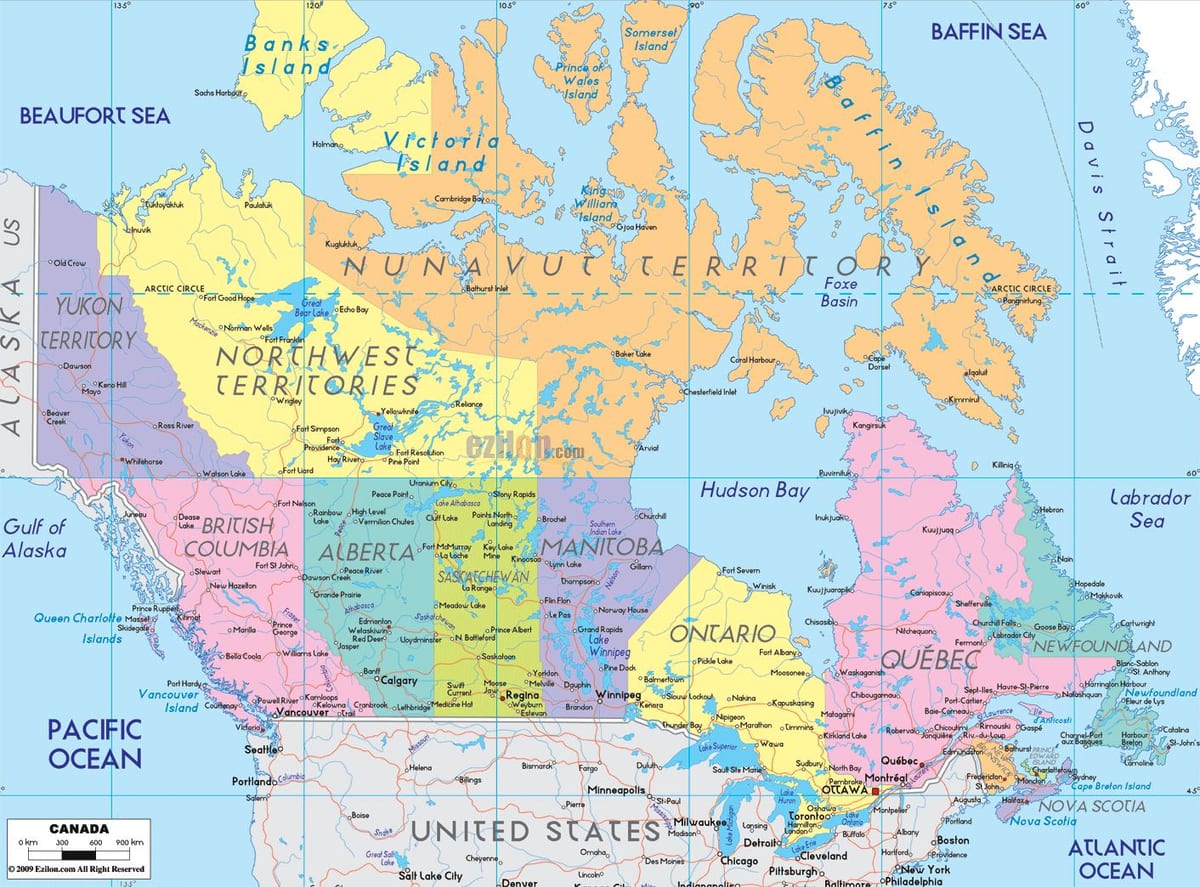 mapa de Canadá oriental mapa de carreteras
