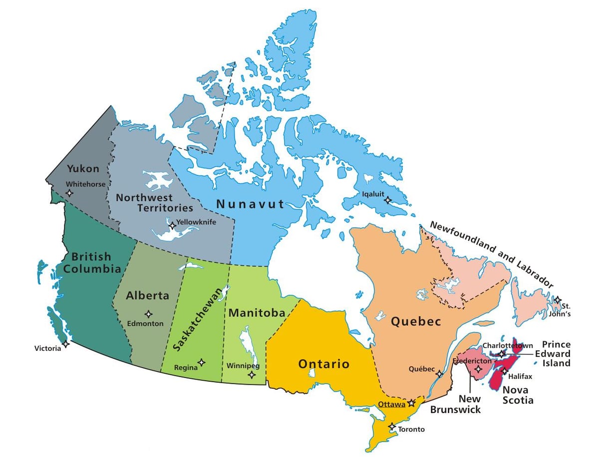 Canadá escuelas mapa