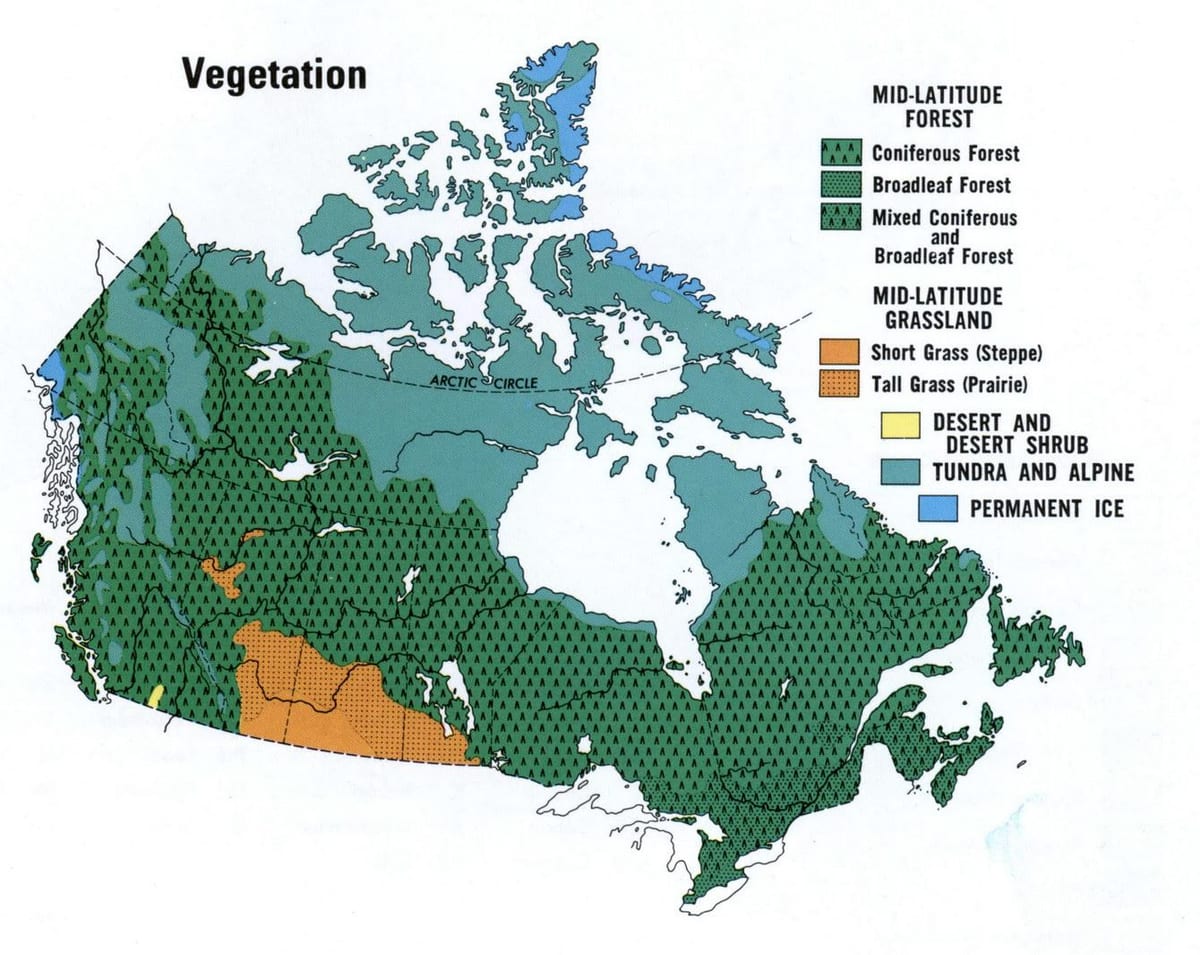 mapa de vegetación Canadá