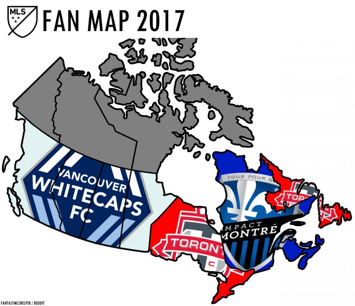 mapa de Canadá de la mls