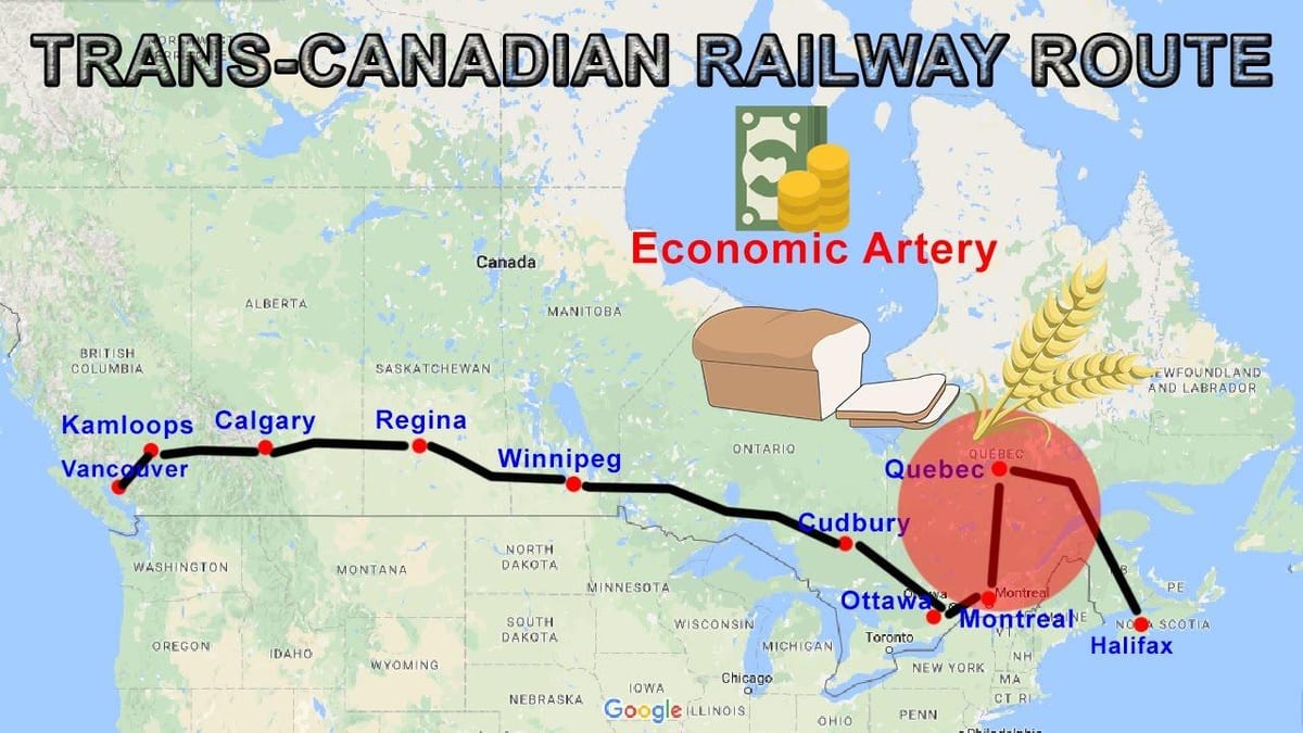 trans Canada ferrocarril mapa de la ruta