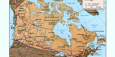 Mapa de Canadá formas de relieve