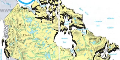Mapa de Canadá y de los lagos