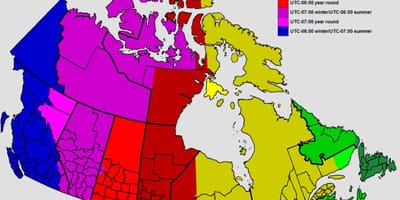 Mapa de zona horaria de Canada