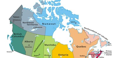 Canadá regiones del mapa