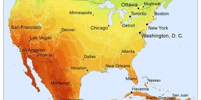 Mapa de Canadá sol