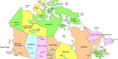 Mapa de Canadá, los estados que han