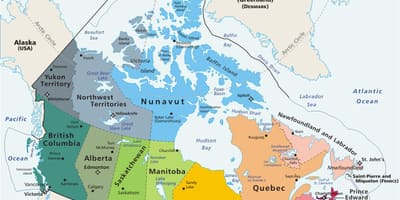 De color mapa de Canadá con las provincias