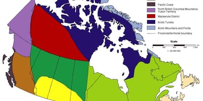 El clima de las regiones de Canadá mapa