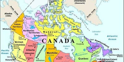 Mapa del oeste de Canadá con las ciudades