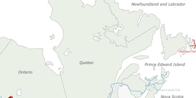 Mapa de la costa este y Canadá