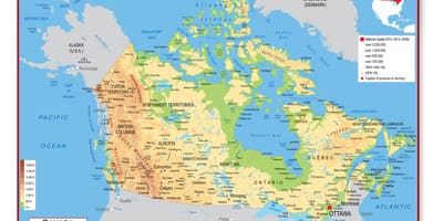 Mapa de Canadá costa oeste