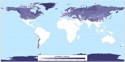 Mapa de Canadá cubierta de nieve