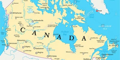 Mapa de Canadá y sus capitales