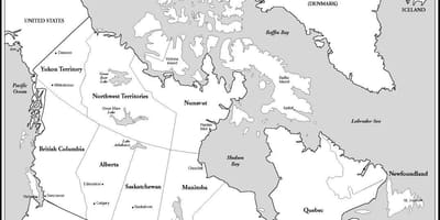 Mapa de canadá en blanco y negro