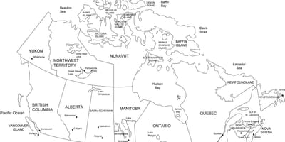 Mapa de Canadá y sus provincias y sus capitales