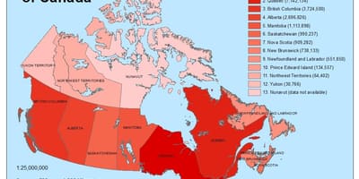 Demográficos mapa de Canadá