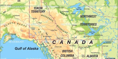 Mapa detallado del oeste de Canadá