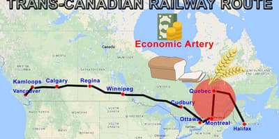 Trans Canada ferrocarril mapa de la ruta